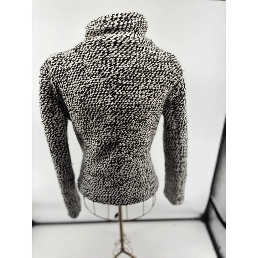 Blank NYC Boucle Knit Motorcycle Moto Jacket Black White Women’s Size XS